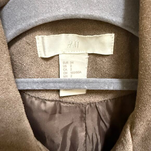 H&M Women's Faux Suede Biker Jacket – Size 2 – Taupe – Edgy & Versatile - Picture 7 of 14